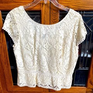 Ann Taylor Lace cream top, Size 14
